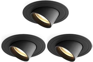 Martll Focos Empotrables LED, Downlight LED Techo Empotrable Ultraplano 230V 7W Blanco Cálido CRI90 LED Iluminación Empotrable Giratorio para Salón, Baño, Oficina (3pcs, Negro)