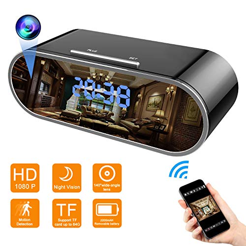 Reloj con Cámara Oculta WiFi - Mini Cámara Espía Inalámbrica- Visión Remota- HD 1080P Lente Gran Angular con 140 Grados - Cámara Niñera con Visión Nocturna - Monitorización en Tiempo Real