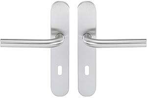 Bricard 666457 Ensemble poignées INOX sur Plaque Tempo Pop Chambre, Porte Intérieure à Clé