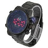 Ying Xinguang WH2309 LED-Armbanduhr mit Datumsanzeige, 30 m, wasserdicht, Edelstahlband, Quarzuhr für Herren, S-WA-3161L
