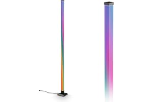 BRILONER - Lampadaire LED avec télécommande, intensité lumineuse variable, capteur de musique, gaming, lampadaire sur pied salon, lampe sur pied, 150x12,5x12,5 cm, noir