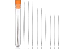 9 Pezzi Aghi per Perline, HZYIQ 3 Misure Occhi Grandi Aghi per Infilare Perline con Bottiglia di Aghi, Agho per Bordare in Acciaio Elastico per Creare Gioielli Perline Rocailles