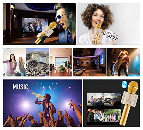 Micrófono de Karaoke Inalámbrico Bluetooth?3-en-1 Karaoke de mano portátil Mic Regalo de acción de gracias Fiesta en casa Cumpleaños KTV Equipo para bocinas para Android y iPhone PC