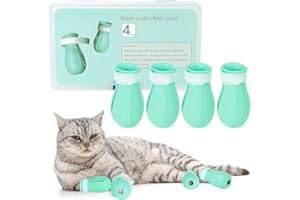 AIFUSI Lot de 4 Bottes Anti-Rayures pour Chats, Couvre-Griffes de Chat, Accessoires Réglables en Silicone, Gants de Protection des Ongles, Fournitures pour Animaux Domestiques pour Le Toilettage du