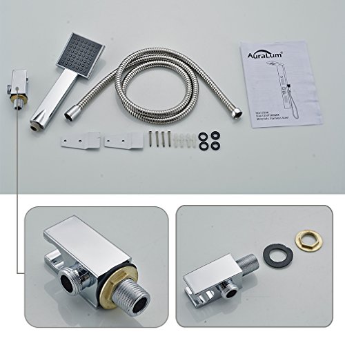 Auralum® Elegant Edelstahl Duschpaneel-Set mit Massagejets & Wasserfall mit LCD Display Wassertemperatur Anzeigen ink. Handbrause - 4