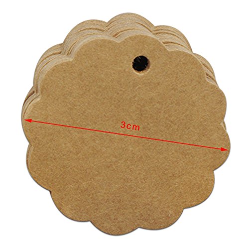 6x6cm (2.3″x2.3″) 200 Stück Kleine Blume Kraft Geschenk Anhänger Papieranhänger Tags Labels Hochzeit Party Etikett Selbstgestalten Preisetiketten Preisschild Schilder Kofferanhänger DIY Handwerk Schild (Weiß) - 5