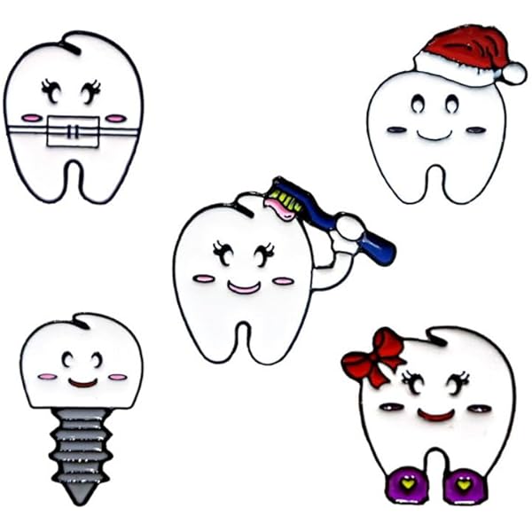 Holibanna 5-teiliges Set Zahn Broschen - Süße Emaille Anstecker