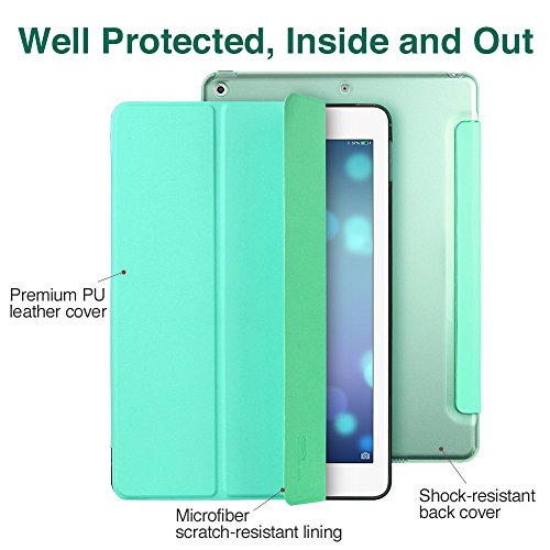 Neues iPad 2017 iPad 9.7 Zoll Hülle, ESR® Yippee Bildserie Cover Auto aufwachen / Schlaf Funktion Smart Case Wickelfalz Ledertasche mit Lichtdurchlässig Rückseite Abdeckung Schutzhülle für Neue iPad 9.7 2017 (MintGrün) - 3
