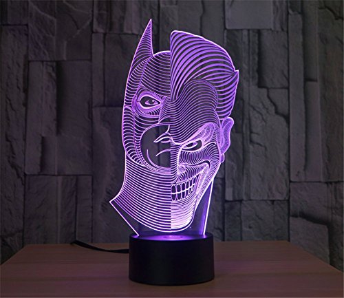 SmartEra® Two Face Man Joker und Batman 3D Abstrakt Visuelle 7 Arten von Farben ändern Touch Tasten USB Schreibtischlampe - 4