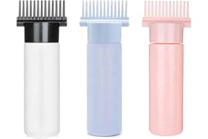 BeauFairy Lot de 3 Flacon Applicateur Huile Cheveux, 180ML, Flacons Applicateurs de Teinture Coloration pour Cheveux Bouteille en Plastique avec Pinceau et Échelle Graduée, 002