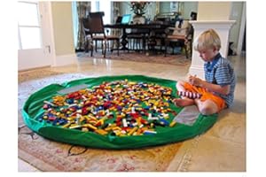 Hivel Portable Toy Storage Bag Easy Tidy Play/Storage Kids Play Mat Toys Organizer Ideal for Lego Duplo and Other Children's Toys for Faster Cleanup Large Size Diameter 150cm - Green