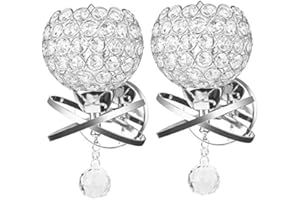 ONEVER Cristal pared Luz, Modern Style decorativa Lámpara de pared | Bedside aplique | DIY controlar Dekor iluminación | E14 Zócalo | la bombilla incluida como regalo, plata (Pack of 2X)111