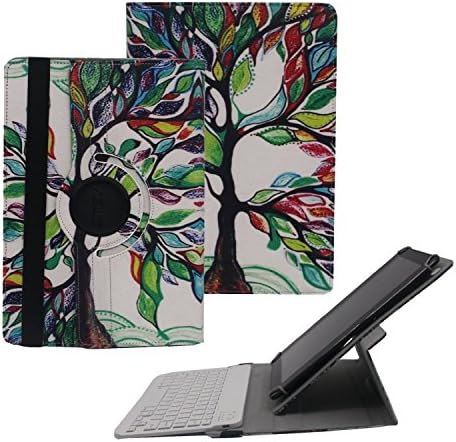 Tsmine Astro Tab A10 10 Inch Bluetooth Keyboard Rotating Case - Universal Detachable 360 Degree Wireless keyboard Cover [NOT include Tablet] for Astro Tab A10 10 Inch Tablet, Luck Tree/White