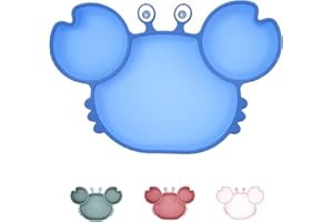 QSHARE Toddler Plate,Baby Silicone Suction Plate,Non Slip Weaning Divided Plate with Strong Suction Cup Fit Most High Chair, BPA-Free Dishwasher & Microwave Safe Kid Feeding Tray