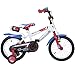 Produktbild 14 Zoll Hi5 RACER weiss mit blauen und roten Details Kinderfahrrad mit Rücktritt Stützräder