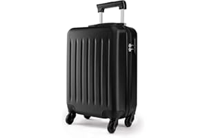 Kono 19 inch Small Suitcase Carry On Luggage Lightweight Hardshell ABS Hand Suitcases Trolley 4 Wheel Spinner Luggage 2 Year Warranty Durable - 48x30x20 cm (Black)