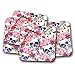 Produktbild #13088 Untersetzer mit Blumen-Motiv mit Totenkopf-Motiv, für Mädchen, Mutter, Schwester, Tante, Pink, 4 Stück