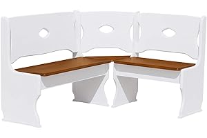 k koma Banco esquinero de madera maciza de pino blanco y roble (100 x 180 cm)