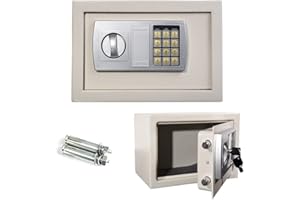 HONI 8.5L Safe Box, Electronic Digital Security Safebox with PIN code and Emergency Override Key, Double Steel Bolts, Wallsafes Cabinet Safes Furniture Safe, 31x20x20cm, White