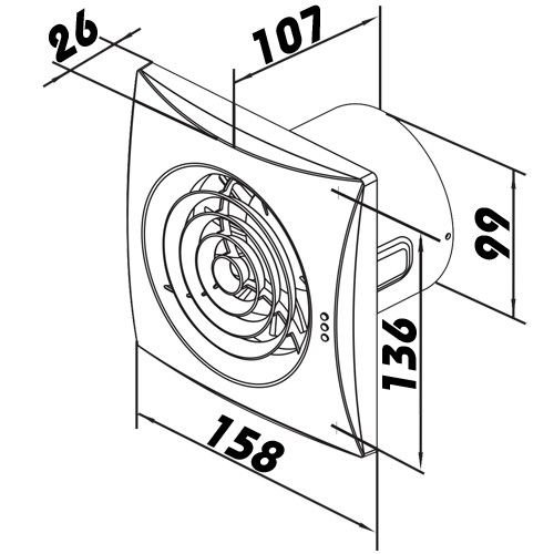 Der Lüfter / Badlüfter / Ventilator / ORIGINAL / Vents 100 QUIET TIMER / Nachlauf / sehr leise 24 dB(A) / 100 mm / 97 m³/h / 7,5W energiesparend / Kugellager / Rückschlagklappe - 3