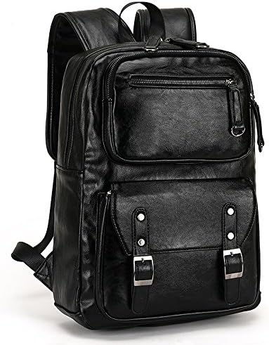 Leather Backpack, Beyang Fashion Backack 15 inch Laptop Business Backpacks with Laptop Compartments Waterproof City Bag Lightweight School Rucksack - Black