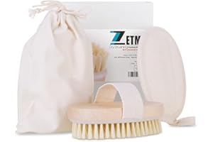 ZETMET Dry Brush, Dry Brushing Body Brush, Body Scrubber, Body Brush Lymphatic Drainage, exfoliating Brush，Promotes Blood Circulation, Cleans Dead Skin and Fat Edema Comes with loofah