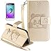 Produktbild Samsung Galaxy J1(2016)/J1(2016)Duos/J120F Neu Design Hülle mit Panzerglas,ISENPENK Original Flip Bookstyle Cover Wasserdicht Shockproof Anti Slip Protection Stoßfest Leather Case mit Standfunktion,3D Panda Muster Pattern Wallet Case mit Intern Karte Schlitz,Outdoor Stoßdämpfend Magnetic Closure Handygürtel Wallet Tasche Schutzhülle Leathertasche für Samsung Galaxy J1(2016)/J1(2016)Duos/J120F 4.5Zoll-[gold]+Panzerglas/Schutzfoile/Scutzglas