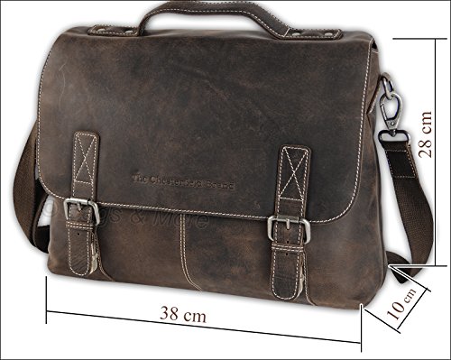 CHESTERFIELD Leder Umhängetasche FOREST Schultertasche Notebook Tasche Braun - 5