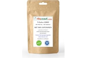 VITASCOUT Tribulus Terrestris 10000 – 540 Vegetarische Tabletten Extrakt 30:1 – Hochdosiert 96% Saponine – Ohne Mykotoxine – Tagesdosis entspricht über 10000mg Pulver LABORGEPRÜFT