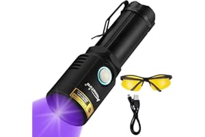 Alonefire X901UV 10W 365nm Torcia UV Professionale Ricaricabile USB Lampada Ultravioletta Blacklight Luce Nera Rilevatore di Urina per Resina Indurimento con Occhiali Protettivi UV, Batteria Inclusa