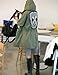 Women Back Skull Army Green Retro Military Jacket Loose Hooded Trench Coat GWF-3905