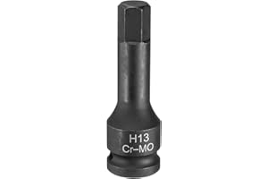 Sourcing Map H13 13mm Hex Impact Bit Socket, 1/2" Impact Drive, Chrome Molybdenum Steel, Black Phosphate Finish, Auto Mechanics Tool