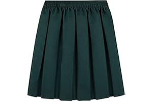 Fashionesta Flowk® Kids Girls Back to School Stretchy Round Bottom Skirt, Fully Elasticated Waist Box Pleated Skirts Formal Summer Uniform Dress Age 4-18 Years