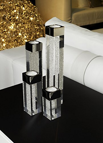 Modernes Teelicht Pylon klein mit SWAROVSKI ELEMENTS Kristallen – die besondere Tisch-Dekoration, Muttertags-Geschenk - 5