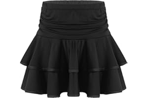 CHICTRY Gonna da Ballo Bambina Latino Seta di Latte Gonna da Ballo Vita Alta Ruffle Balze Gonna da Balletto Gonnelina con Slip Tango Samba Rumba Jazz Danza Moderna