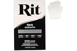 CRAFT COUNTY All Purpose Concentrated Rit Dye Powder Single Pack with Plastic Gloves for Clothing, Décor, and Crafts – Black