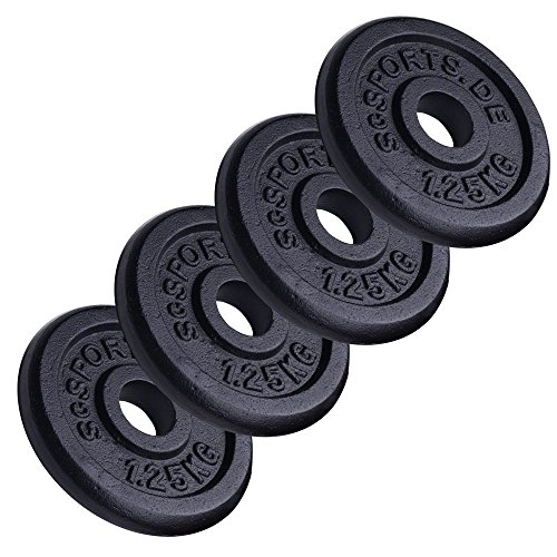 ScSPORTS 5 kg Hantelscheiben-Set Gusseisen 4 x 1,25 kg Gewichte 30/31 mm Bohrung