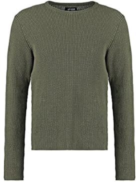 YOURTURN Strickpullover Herren Khaki o. Schwarz – 100 % BAUMWOLLE – Sweatshirt grobmaschig mit Lochmuster, Pullover...