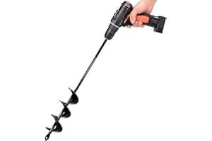 LYFETC Garden Auger Drill Bit for Planting Φ40mm Length 420mm Bulb Planters Planting Auger, Garden Auger Spiral Drill Bit Garden Planter Auger Post Hole Digger for 3/8” Hex Drive Drill Solid Shaft