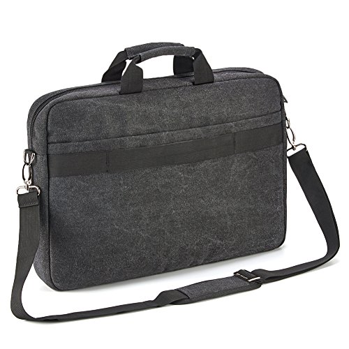 Notebooktasche 17.3, Evecase Universal Canvas Laptop Aktentasche Schutzhülle mit Zubehörfächer, Lasche für Trolleybefestigung für Notebook MacBook Ultrabook bis 17.3 Zoll – Cooper Grau - 3