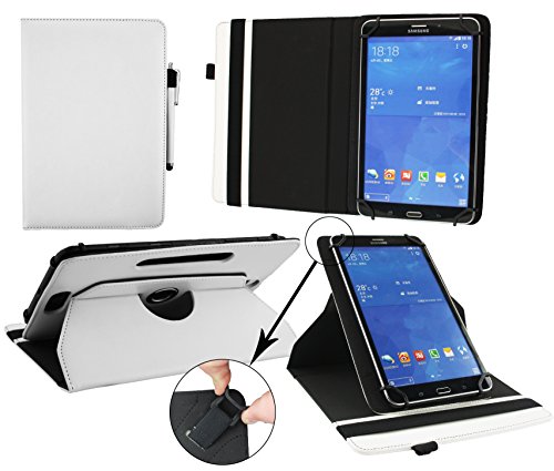 Emartbuy® Jumper EZpad 4s 10.1 Zoll Tablet PC Universal ( 9 - 10 Zoll ) Weiß Premium PU Leder 360 Grad rotierende Stand Folio Geldbörse Tasche Hülle + Weiß Eingabestift