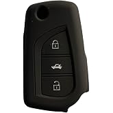 AutoHan Keys Silikon Anahtar Koruma Kılıfı, Toyota Corolla Auris Yaris Verso Avensis Aygo Hilux i&ccedil;in Uyumlu, Siyah