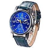IG-Invictus Luxus Mode Krokodil Kunstleder Herren Analoge Uhr Armbanduhren BU Herrenuhr (Sloggi) Blau