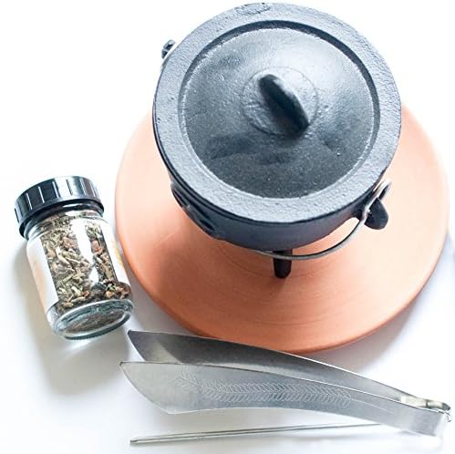 Set of Mixed Kettle Kettle Smoker Pattern 12x9,5 cm – Räusc Mixture 50 ml Terracotta Bowl 17 cm Carbon/Nose and 40 mm Carbon &amp; Silver Sand, Triquerta, Kessel 12x9,5cm, Terracottaschale 17cm