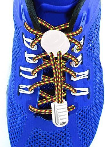 Elastolaces - No Tie Elastic Shoe Laces- Lace Locks - 2 Additional Clips-Triathlon - Marathon Sport Schedule (German Flag Black Red Yellow)