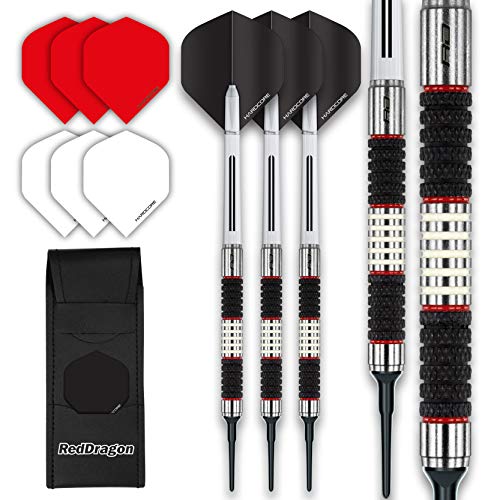 RED DRAGON Evo 18g - Softip Freccette Tungsteno con Punta Acciacio, Voli e Freccette Aste