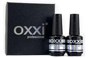 OXXI Professional 2X15ml Rubber Base,No Wipe Top Coat Gel Nail Polish