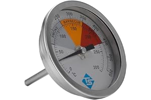 ANCLLO Flaming Coals ReCalibratable BBQ Smoker Thermometer Gauge