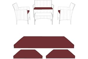 Foam & Upholstery Warehouse 3-Piece Water-Resistant Replacement Cushion Set for Rattan Sofa & Chairs - Durable, Lightweight Outdoor Patio & Garden Furniture Padding (Burgundy)