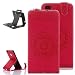 Produktbild Huawei P9 Lite/Huawei P9 Mini PU-Leder Keyye Hülle Und Bunte Blumen Muster Brieftasche Fall Mit Magnetverschluss, Hybrid-Kickstand Mit Stand-Funktion, Schlagen Sie Schützende Weiche TPU Stoßstangenabdeckung Und Kreditkartenhalter Handgelenk Bügel-Buch-Art-Geldbeutel-Tasche Case Für Huawei P9 Lite/Huawei P9 Mini - Rose Rot